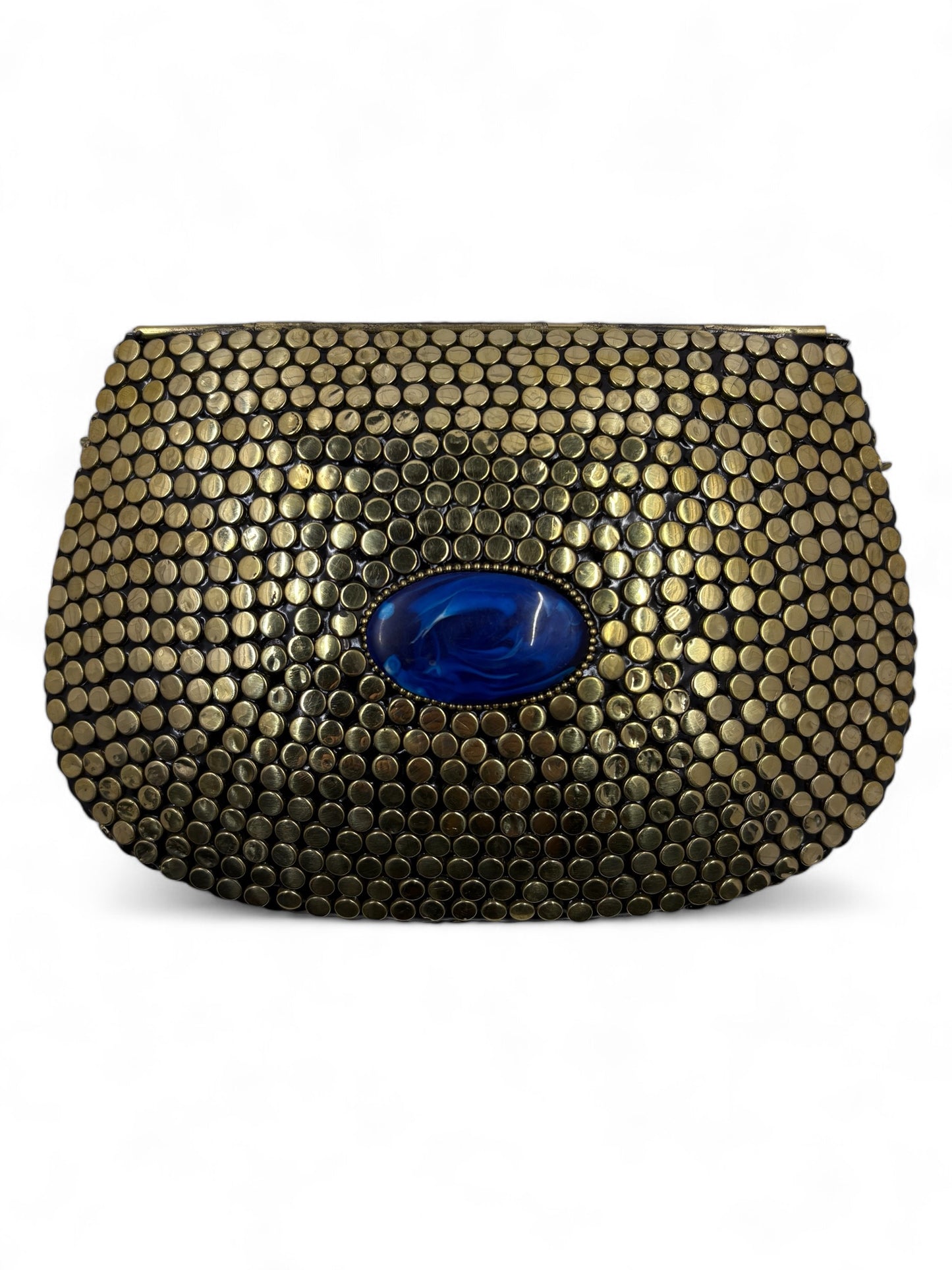 Premium brass clutch with embedded natural stone