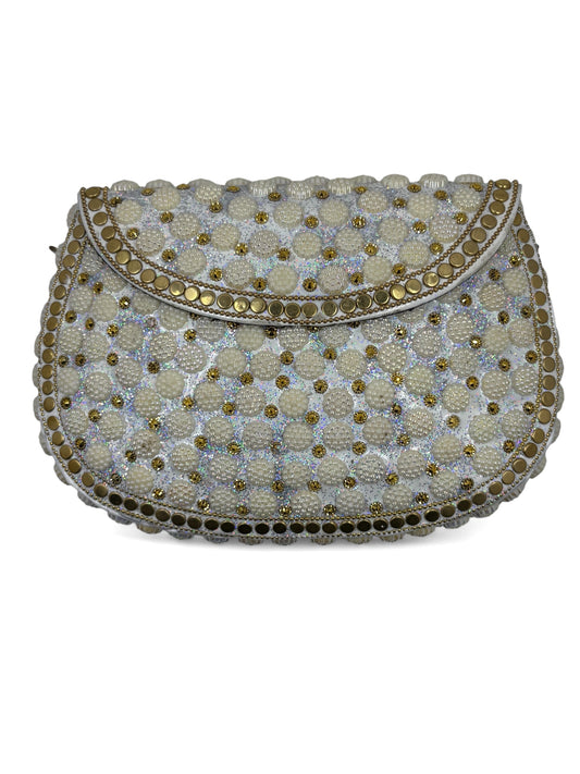 Vintage White stone brass clutch