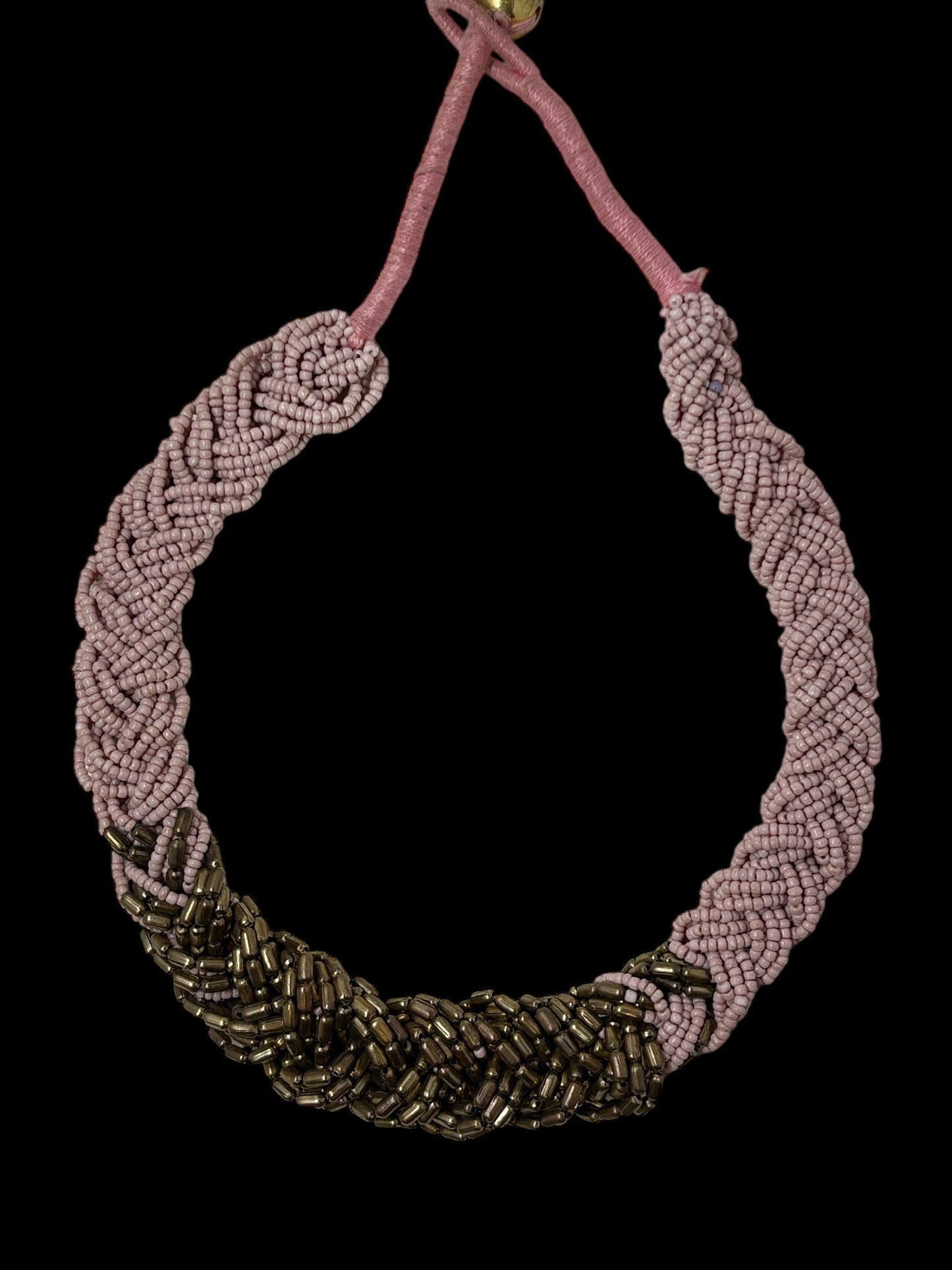 Pink braided seed necklace