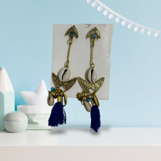 Brass and sea shell earrings