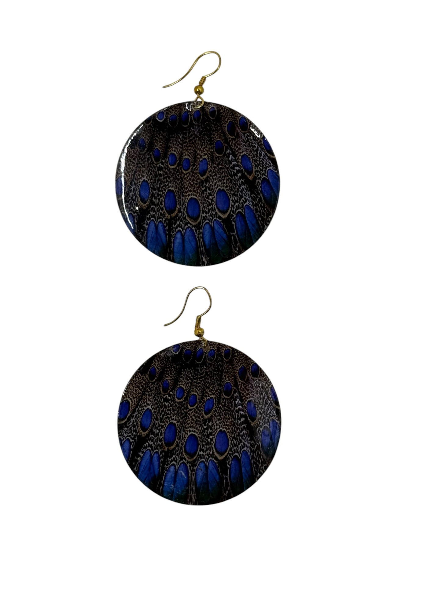 Peacock brass earrings
