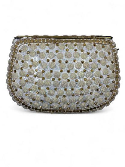 Vintage White stone brass clutch